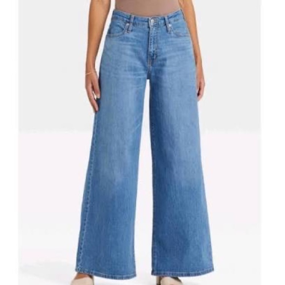 Super wide leg high rise jeans by A New Day in medium wash denim, size 12/31R